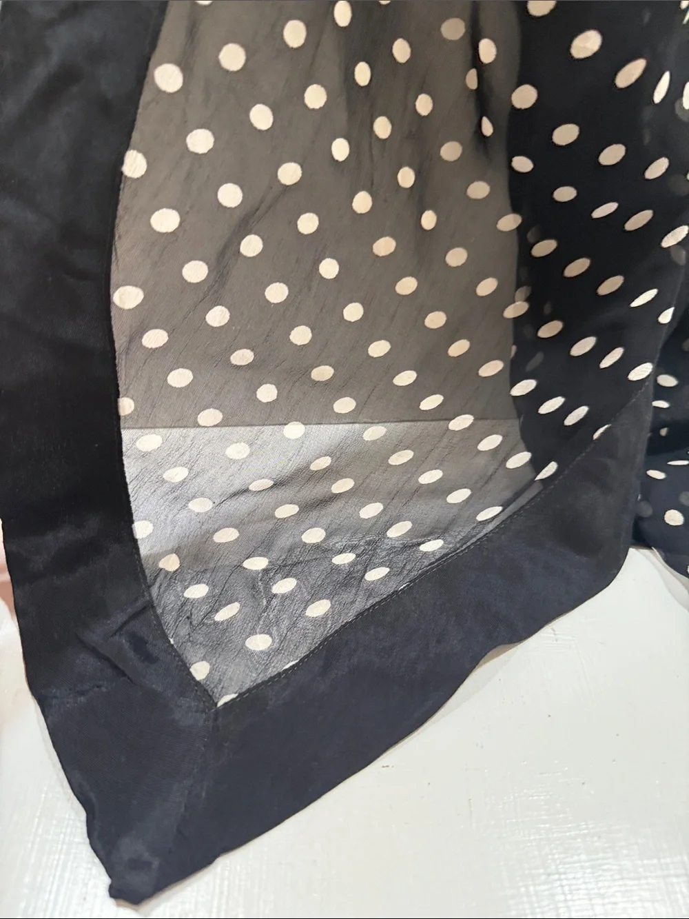 Vintage Chiffon Elegant Black Polka Dot Women's Scarf 🧣 68” by 12” 1950’s